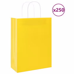 vidaXL Paper Bags 50 pcs with Handles Yellow 26x17x25 cm Paper Grocery Bag - yellow, 26 x 12 x 35 cm/ 250 pcs