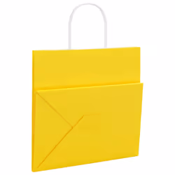 vidaXL Paper Bags 250 pcs with Handles Brown 21x11x36 cm Paper Grocery Bag - yellow, 26 x 17 x 25 cm - Additional view 8