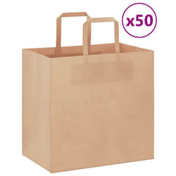 vidaXL Paper Bags 50 pcs with Handles White 54x15x49 cm Paper Grocery Bag - brown, 26 x 17 x 25 cm