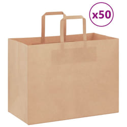 vidaXL Paper Bags 50 pcs with Handles White 54x15x49 cm Paper Grocery Bag - brown, 32 x 17 x 25 cm