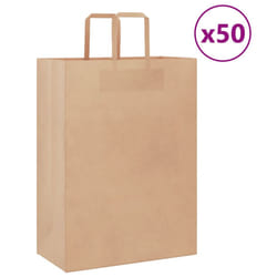 vidaXL Paper Bags 50 pcs with Handles White 54x15x49 cm Paper Grocery Bag - brown, 32 x 17 x 44 cm