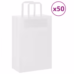 vidaXL Paper Bags 50 pcs with Handles White 54x15x49 cm Paper Grocery Bag - white, 21 x 11 x 31 cm