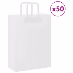 vidaXL Paper Bags 50 pcs with Handles White 54x15x49 cm Paper Grocery Bag - white, 26 x 12 x 35 cm