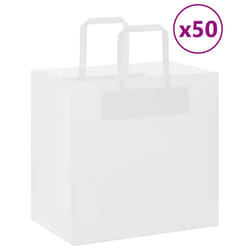 vidaXL Paper Bags 50 pcs with Handles White 54x15x49 cm Paper Grocery Bag - white, 26 x 17 x 25 cm