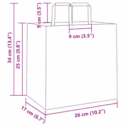 vidaXL Paper Bags 50 pcs with Handles White 54x15x49 cm Paper Grocery Bag - white, 26 x 17 x 25 cm