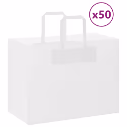 vidaXL Paper Bags 50 pcs with Handles White 54x15x49 cm Paper Grocery Bag - white, 32 x 17 x 25 cm