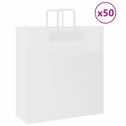 vidaXL Paper Bags 50 pcs with Handles White 54x15x49 cm Paper Grocery Bag - white, 45 x 17 x 48 cm