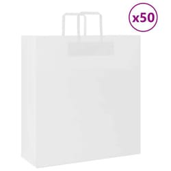 vidaXL Paper Bags 50 pcs with Handles White 54x15x49 cm Paper Grocery Bag - white, 45 x 17 x 48 cm