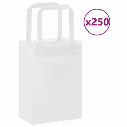 vidaXL Paper Bags 250 pcs with Handles White 21x11x28 cm Paper Grocery Bag - white, 15 x 8 x 21 cm/ 250 pcs