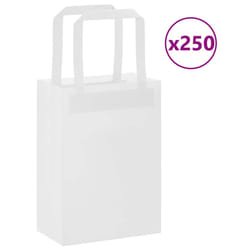 vidaXL Paper Bags 250 pcs with Handles White 21x11x28 cm Paper Grocery Bag - white, 15 x 8 x 21 cm/ 250 pcs