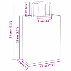 vidaXL Paper Bags 250 pcs with Handles White 21x11x28 cm Paper Grocery Bag - white, 18 x 8 x 22 cm/ 250 pcs - Additional view 10