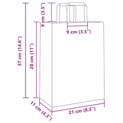vidaXL Paper Bags 250 pcs with Handles White 21x11x28 cm Paper Grocery Bag - white, 21 x 11 x 28 cm/ 250 pcs