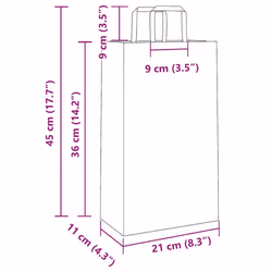 vidaXL Paper Bags 250 pcs with Handles Blue 32x22x28 cm Paper Grocery Bag - white, 21 x 11 x 36 cm/ 250 pcs - Additional view 10