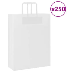 vidaXL Paper Bags 250 pcs with Handles White 21x11x28 cm Paper Grocery Bag - white, 32 x 12 x 42 cm/ 250 pcs