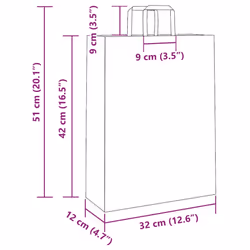 vidaXL Paper Bags 250 pcs with Handles White 21x11x28 cm Paper Grocery Bag - white, 32 x 12 x 42 cm/ 250 pcs