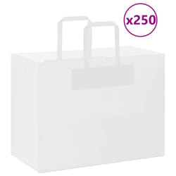 vidaXL Paper Bags 250 pcs with Handles White 21x11x28 cm Paper Grocery Bag - white, 32 x 17 x 25 cm/ 250 pcs