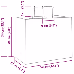 vidaXL Paper Bags 250 pcs with Handles White 21x11x28 cm Paper Grocery Bag - white, 32 x 17 x 25 cm/ 250 pcs