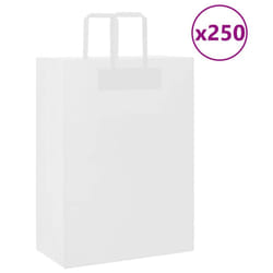 vidaXL Paper Bags 250 pcs with Handles White 21x11x28 cm Paper Grocery Bag - white, 32 x 17 x 44 cm/ 250 pcs