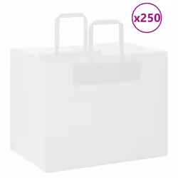 vidaXL Paper Bags 250 pcs with Handles White 21x11x28 cm Paper Grocery Bag - white, 32 x 22 x 24 cm/ 250 pcs