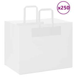 vidaXL Paper Bags 250 pcs with Handles White 21x11x28 cm Paper Grocery Bag - white, 32 x 22 x 24 cm/ 250 pcs