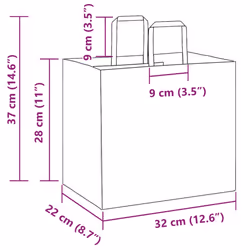vidaXL Paper Bags 250 pcs with Handles White 21x11x28 cm Paper Grocery Bag - white, 32 x 22 x 28 cm/ 250 pcs