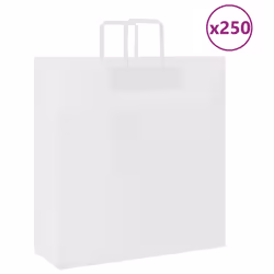 vidaXL Paper Bags 250 pcs with Handles White 21x11x28 cm Paper Grocery Bag - white, 45 x 17 x 48 cm/ 250 pcs