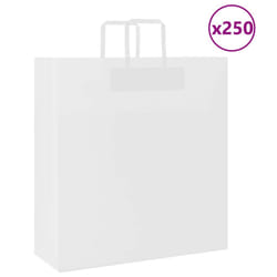 vidaXL Paper Bags 250 pcs with Handles White 21x11x28 cm Paper Grocery Bag - white, 45 x 17 x 48 cm/ 250 pcs