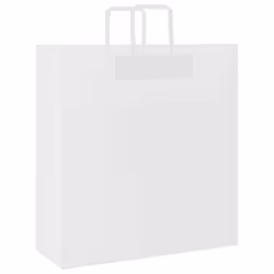 vidaXL Paper Bags 250 pcs with Handles White 21x11x28 cm Paper Grocery Bag - white, 45 x 17 x 48 cm/ 250 pcs