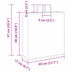 vidaXL Paper Bags 250 pcs with Handles White 21x11x28 cm Paper Grocery Bag - white, 45 x 17 x 48 cm/ 250 pcs