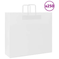 vidaXL Paper Bags 250 pcs with Handles White 21x11x28 cm Paper Grocery Bag - white, 54 x 15 x 49 cm/ 250 pcs