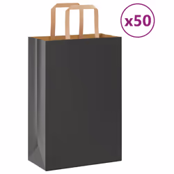 vidaXL Paper Bags 50 pcs with Handles White 54x15x49 cm Paper Grocery Bag - black, 21 x 11 x 31 cm