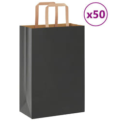 vidaXL Paper Bags 50 pcs with Handles White 54x15x49 cm Paper Grocery Bag - black, 21 x 11 x 31 cm