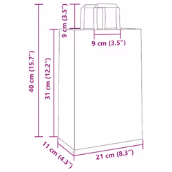vidaXL Paper Bags 50 pcs with Handles White 54x15x49 cm Paper Grocery Bag - black, 21 x 11 x 31 cm