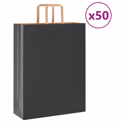 vidaXL Paper Bags 50 pcs with Handles White 54x15x49 cm Paper Grocery Bag - black, 32 x 12 x 42 cm