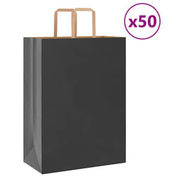 vidaXL Paper Bags 50 pcs with Handles White 54x15x49 cm Paper Grocery Bag - black, 32 x 17 x 44 cm