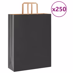vidaXL Paper Bags 250 pcs with Handles White 21x11x28 cm Paper Grocery Bag - black, 32 x 12 x 42 cm/ 250 pcs