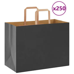 vidaXL Paper Bags 250 pcs with Handles White 21x11x28 cm Paper Grocery Bag - black, 32 x 17 x 25 cm/ 250 pcs
