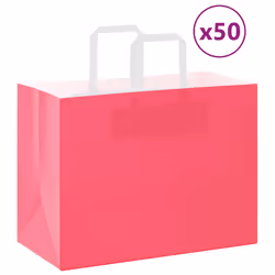 vidaXL Paper Bags 50 pcs with Handles White 54x15x49 cm Paper Grocery Bag - pink, 32 x 17 x 25 cm