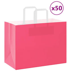 vidaXL Paper Bags 50 pcs with Handles White 54x15x49 cm Paper Grocery Bag - pink, 32 x 17 x 25 cm