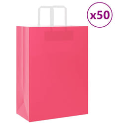 vidaXL Paper Bags 50 pcs with Handles White 54x15x49 cm Paper Grocery Bag - pink, 32 x 17 x 44 cm