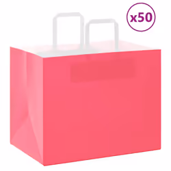 vidaXL Paper Bags 50 pcs with Handles White 54x15x49 cm Paper Grocery Bag - pink, 32 x 22 x 24 cm