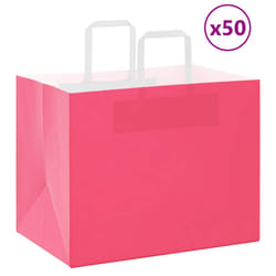 vidaXL Paper Bags 50 pcs with Handles White 54x15x49 cm Paper Grocery Bag - pink, 32 x 22 x 24 cm