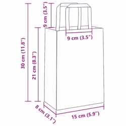 vidaXL Paper Bags 250 pcs with Handles White 21x11x28 cm Paper Grocery Bag - pink, 15 x 8 x 21 cm/ 250 pcs - Additional view 3