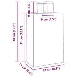 vidaXL Paper Bags 250 pcs with Handles White 21x11x28 cm Paper Grocery Bag - pink, 21 x 11 x 31 cm/ 250 pcs - Additional view 3