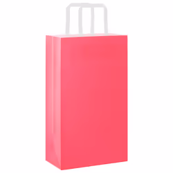 vidaXL Paper Bags 250 pcs with Handles White 21x11x28 cm Paper Grocery Bag - pink, 21 x 11 x 36 cm/ 250 pcs - Additional view 2