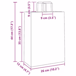 vidaXL Paper Bags 250 pcs with Handles Blue 32x22x28 cm Paper Grocery Bag - pink, 26 x 12 x 35 cm/ 250 pcs - Additional view 9