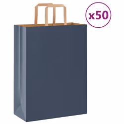 vidaXL Paper Bags 50 pcs with Handles White 54x15x49 cm Paper Grocery Bag - blue, 26 x 12 x 35 cm