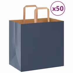 vidaXL Paper Bags 50 pcs with Handles White 54x15x49 cm Paper Grocery Bag - blue, 26 x 17 x 25 cm