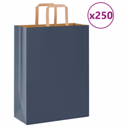 vidaXL Paper Bags 250 pcs with Handles White 21x11x28 cm Paper Grocery Bag - blue, 26 x 12 x 35 cm/ 250 pcs