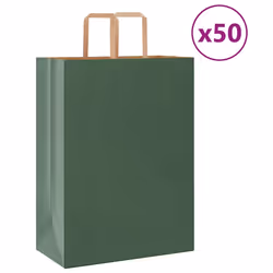 vidaXL Paper Bags 50 pcs with Handles White 54x15x49 cm Paper Grocery Bag - green, 32 x 17 x 44 cm